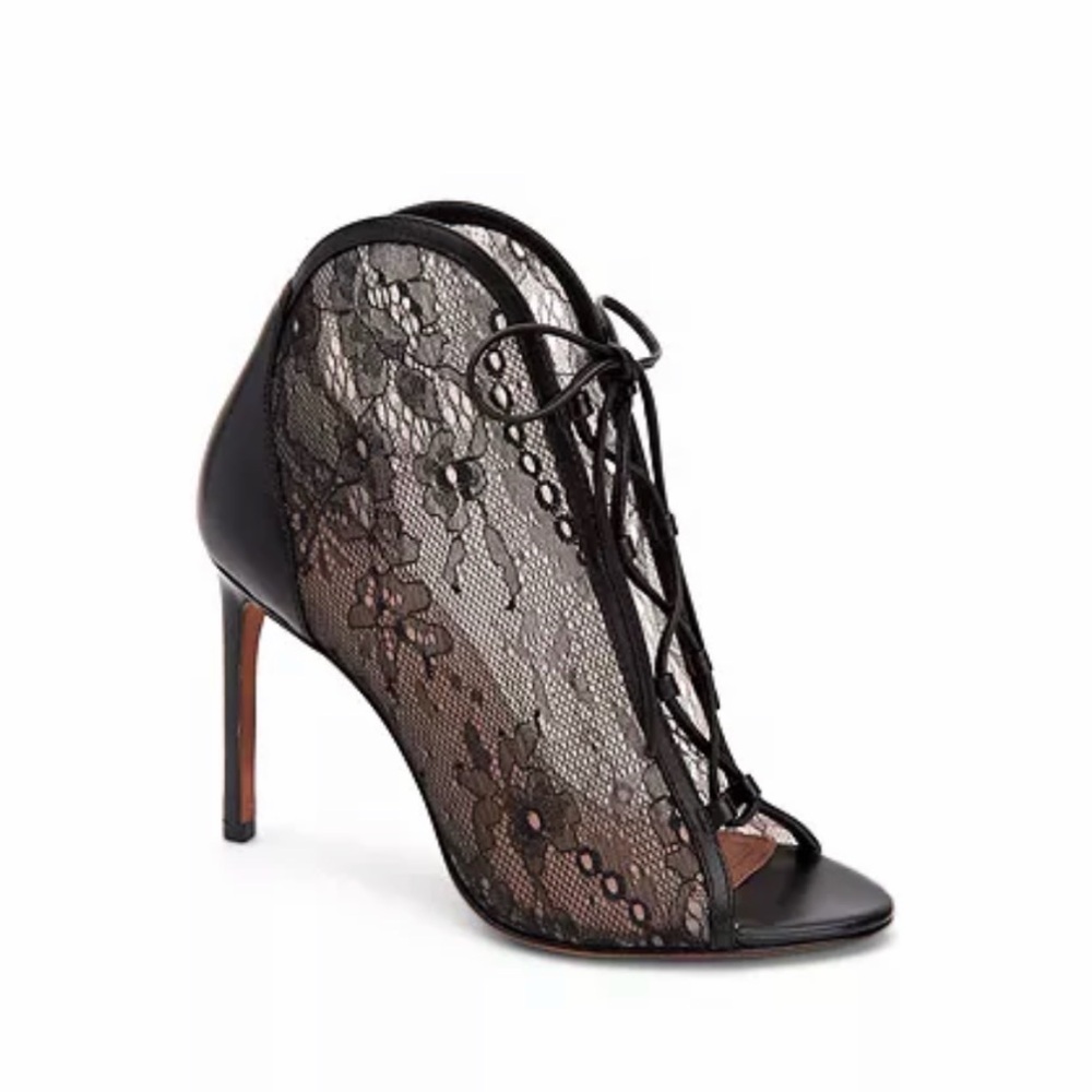 BCBGMAXAZRIA Elaine Lace Peep Toe Booties Heels